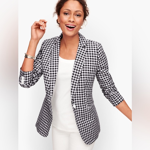 Talbots Classic Linen Blazer - Spring Gingham Size 2 - Picture 1 of 6